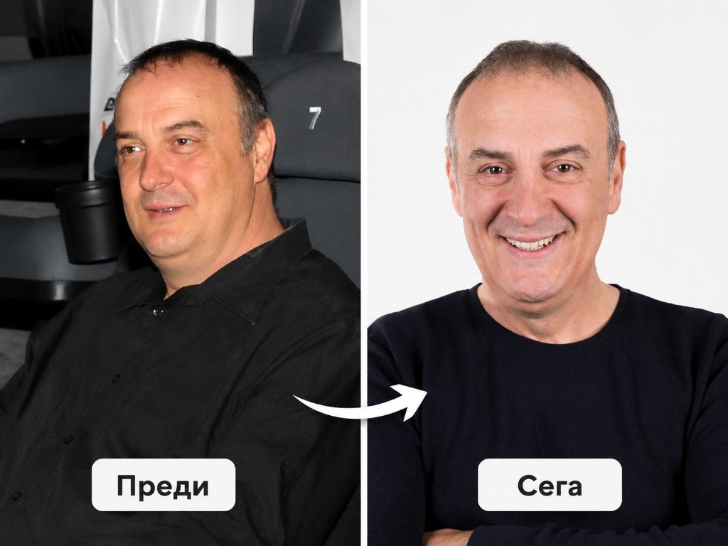 Краси Радков преди и сега след значително отслабване