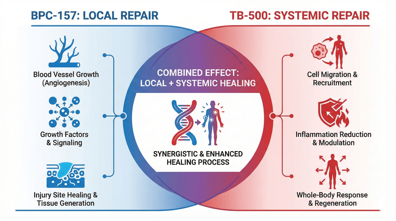 BPC-157 local repair and TB-500 systemic repair combined