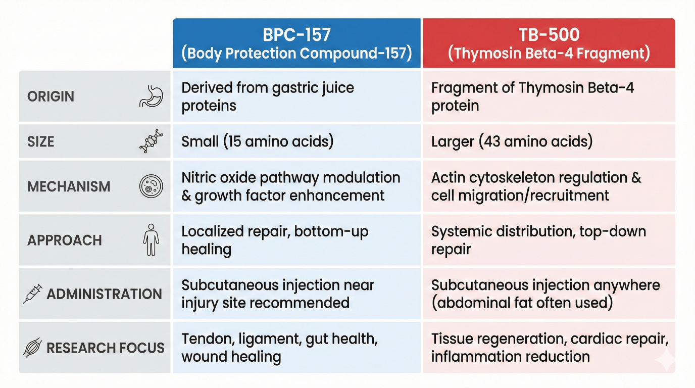 BPC-157 vs TB-500 comparison